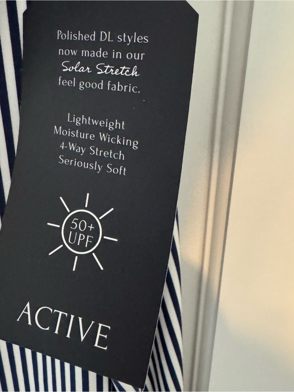 NWT Duffield Lane Solar Stretch Noah Dress in Navy Seersucker Stripe Medium - Picture 10 of 12